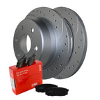 Rear Brake Kit 325mm Drilled Disc Rotors & TRW Pro Metallic Pads for Chevrolet GMC