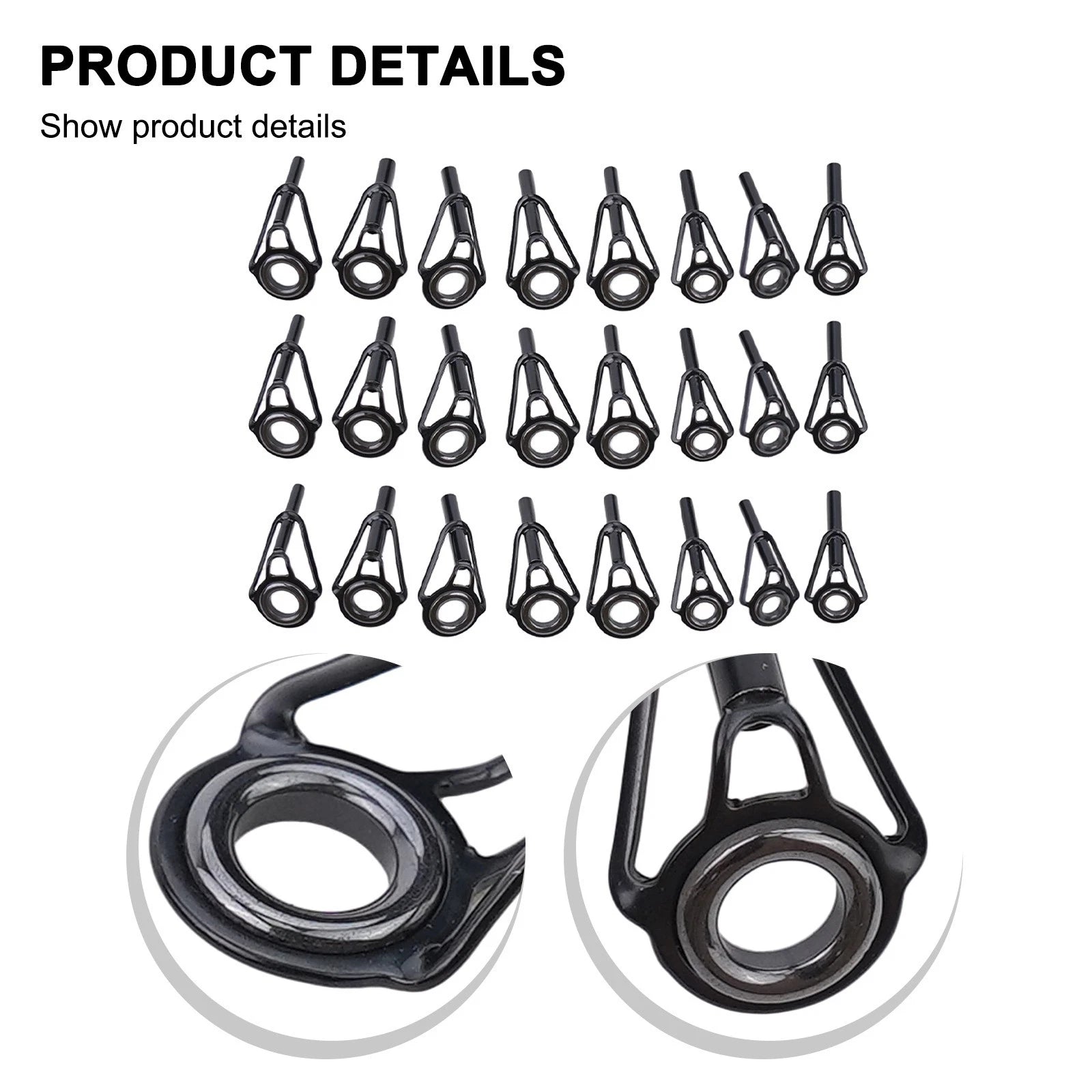 24pcs Ceramic Fishing Rod Guides Line Rings Repair Set
