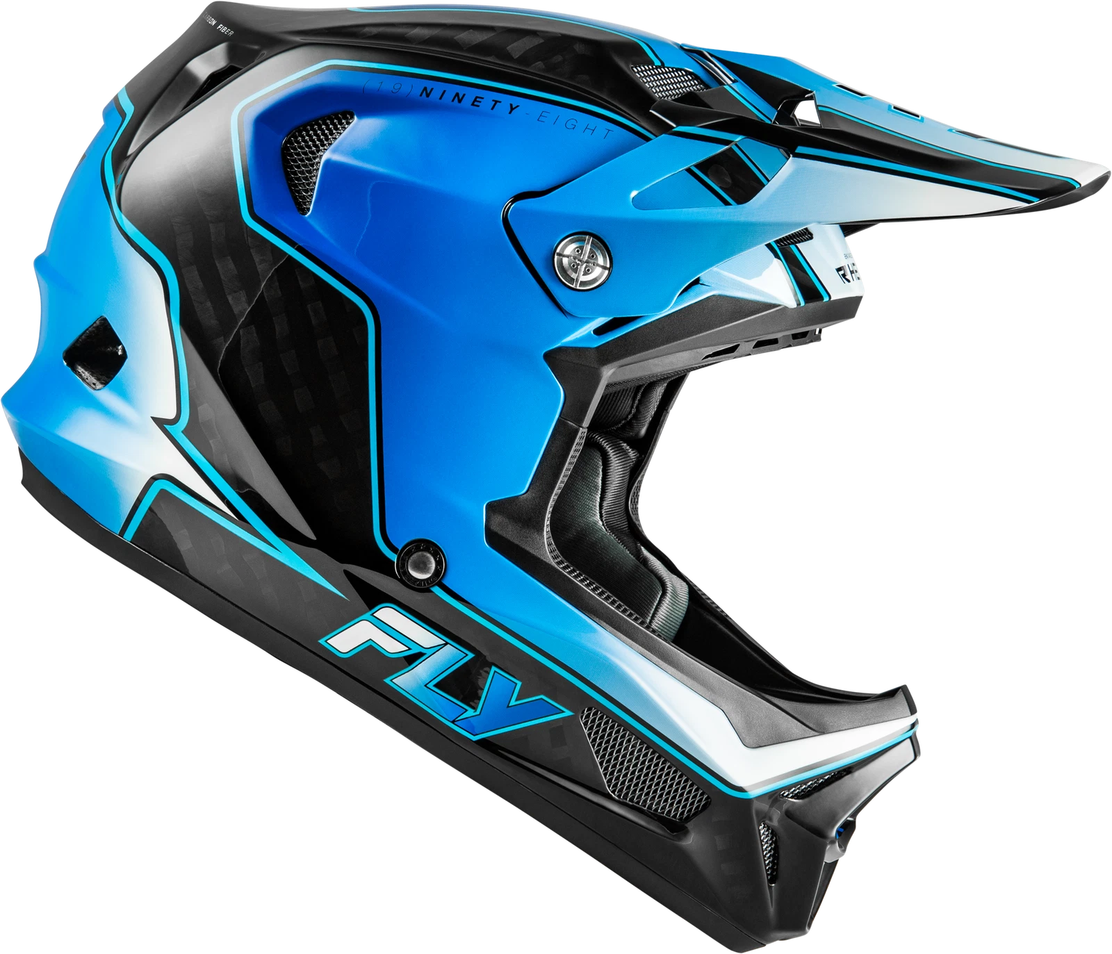 Fly Racing Werx R Flow Carbon Helmet Large for Adults (Black Blue White)