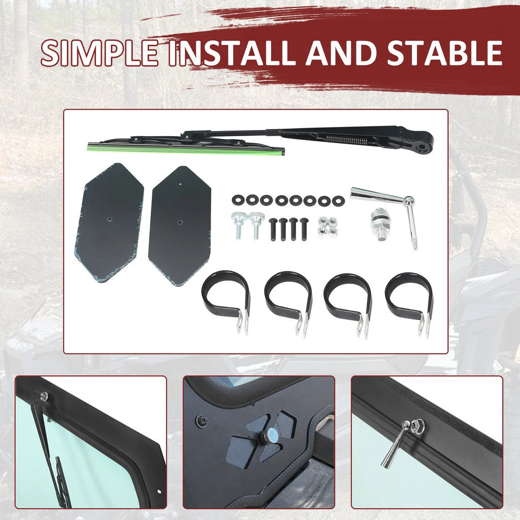 Full Safety Glass Windshield with Wiper for Polaris RZR 900 1000 (2015–2023)
