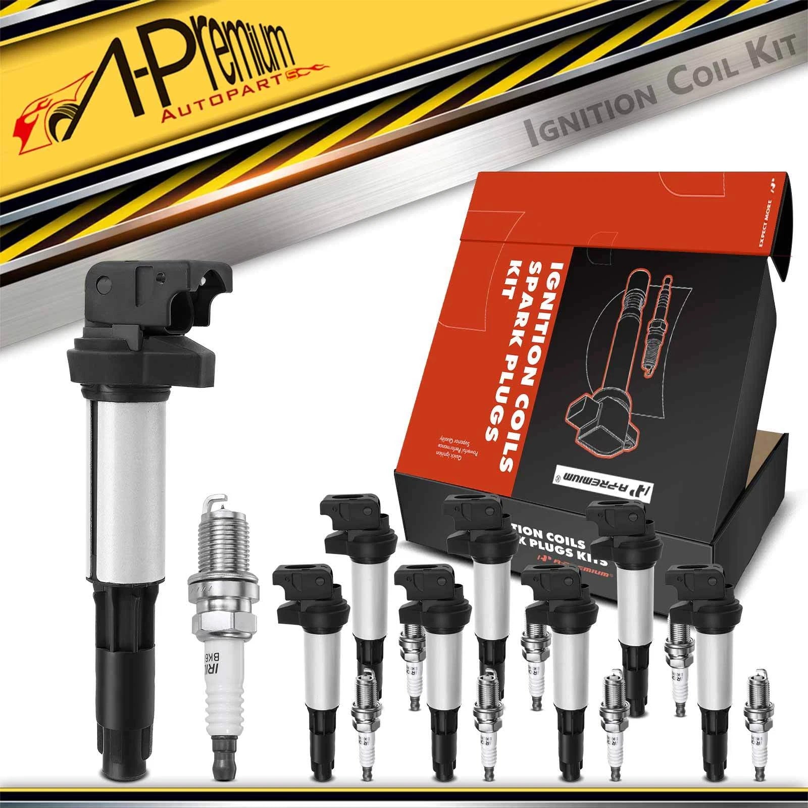 Set of 8 Ignition Coils & Iridium Spark Plugs for BMW E53 X5 (2003–2006)