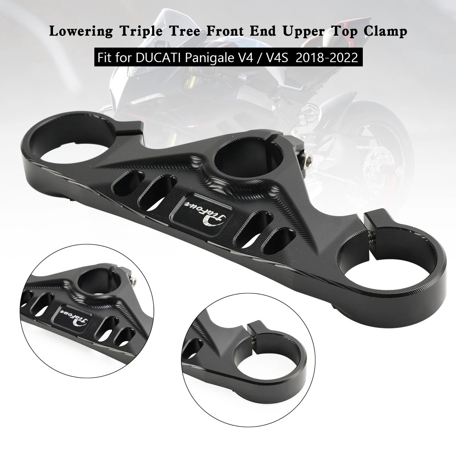 Lowering Triple Tree Front Upper Top Clamp for Ducati Panigale V4/V4S (2018–2022)