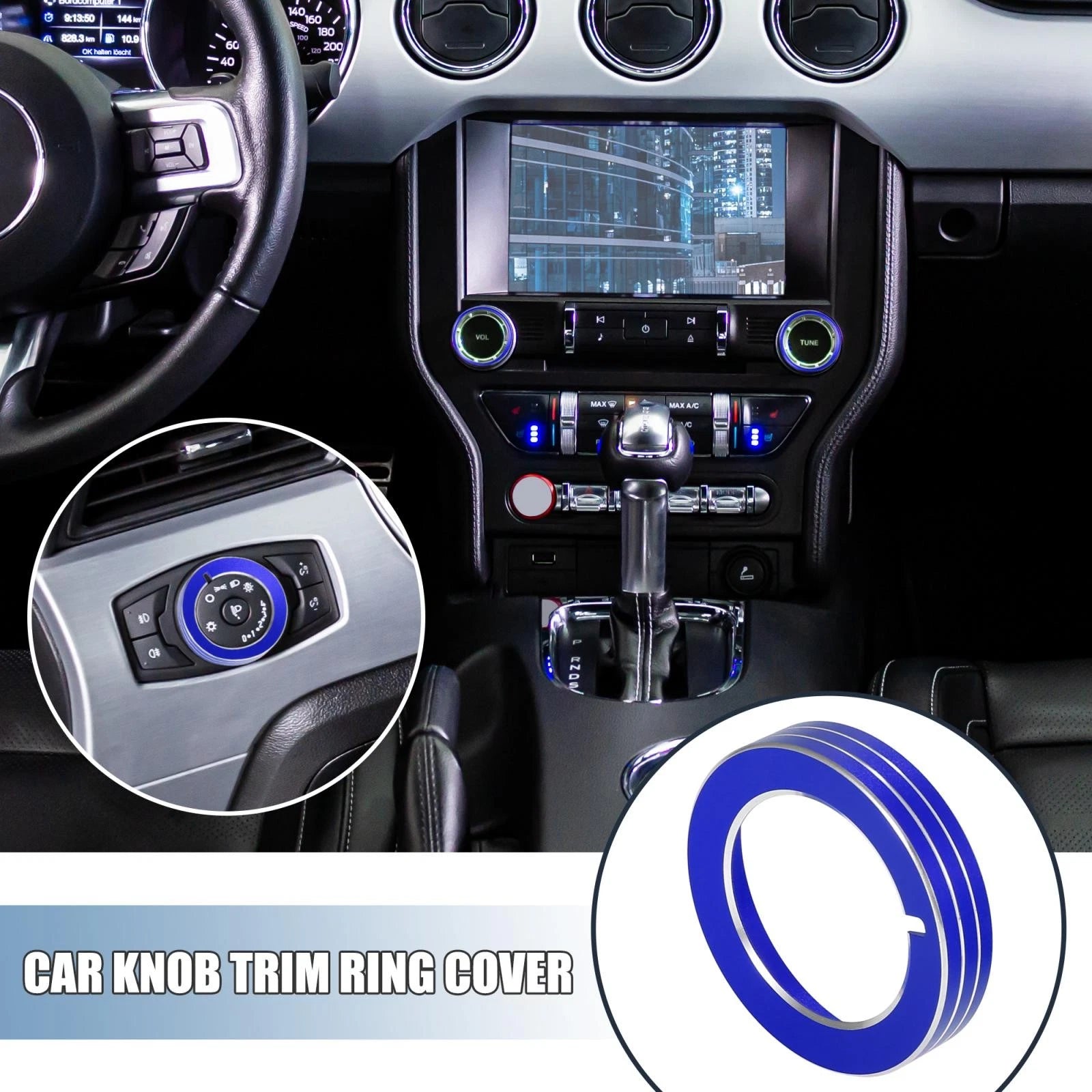 Set of 2 Headlight Volume Control Button Trim Covers for Ford Mustang 