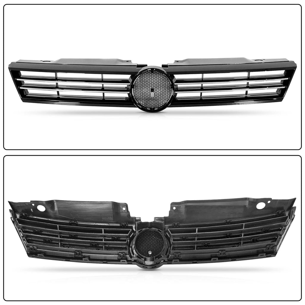 Front Upper Grille Assembly with Chrome Face for VW Jetta (2011-2014)