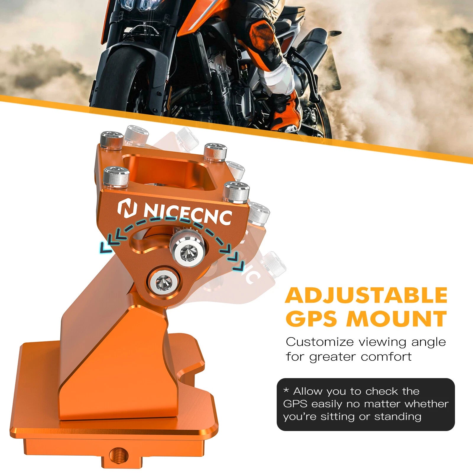 CNC Adjustable Navigation GPS Mount Bracket Holder for KTM 390 Adventure (2020–2024)