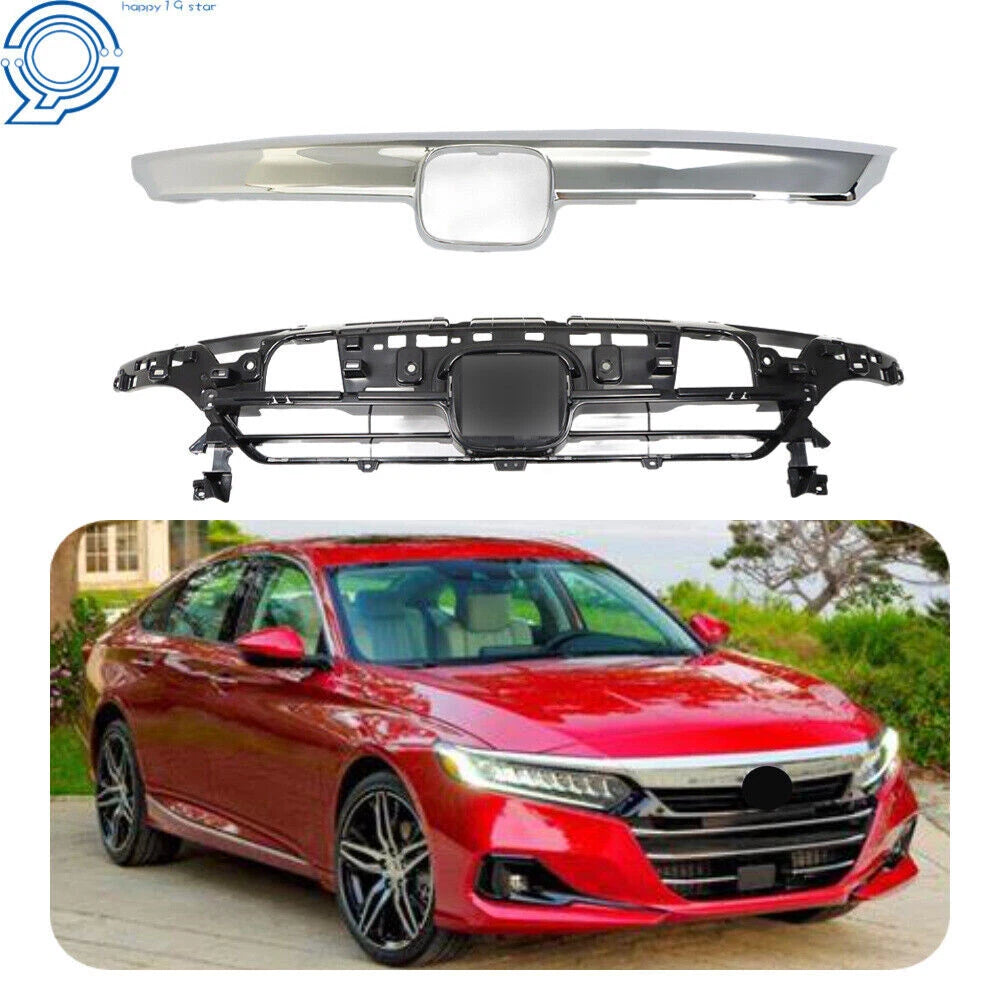 Set of 2 Front Bumper Upper Grille for Honda Accord (2021–2022) Black