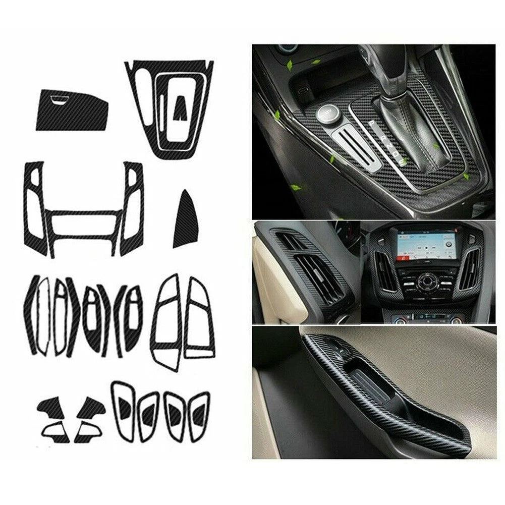Set of 29 Carbon Fiber ABS Vent Outlet Cover Trims for Ford Focus (2015–2018)