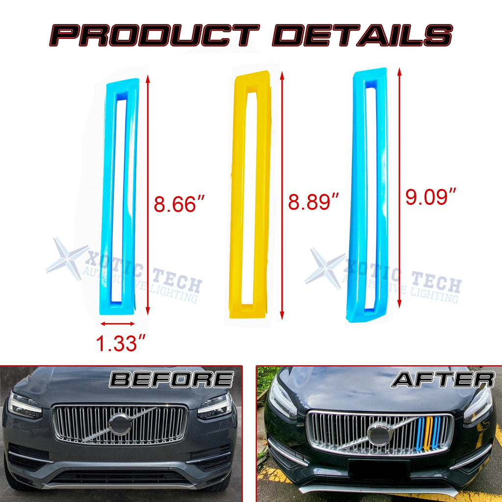 Tri-Color Front Kidney Grille Insert Trim for Volvo XC90 (2016-2019)