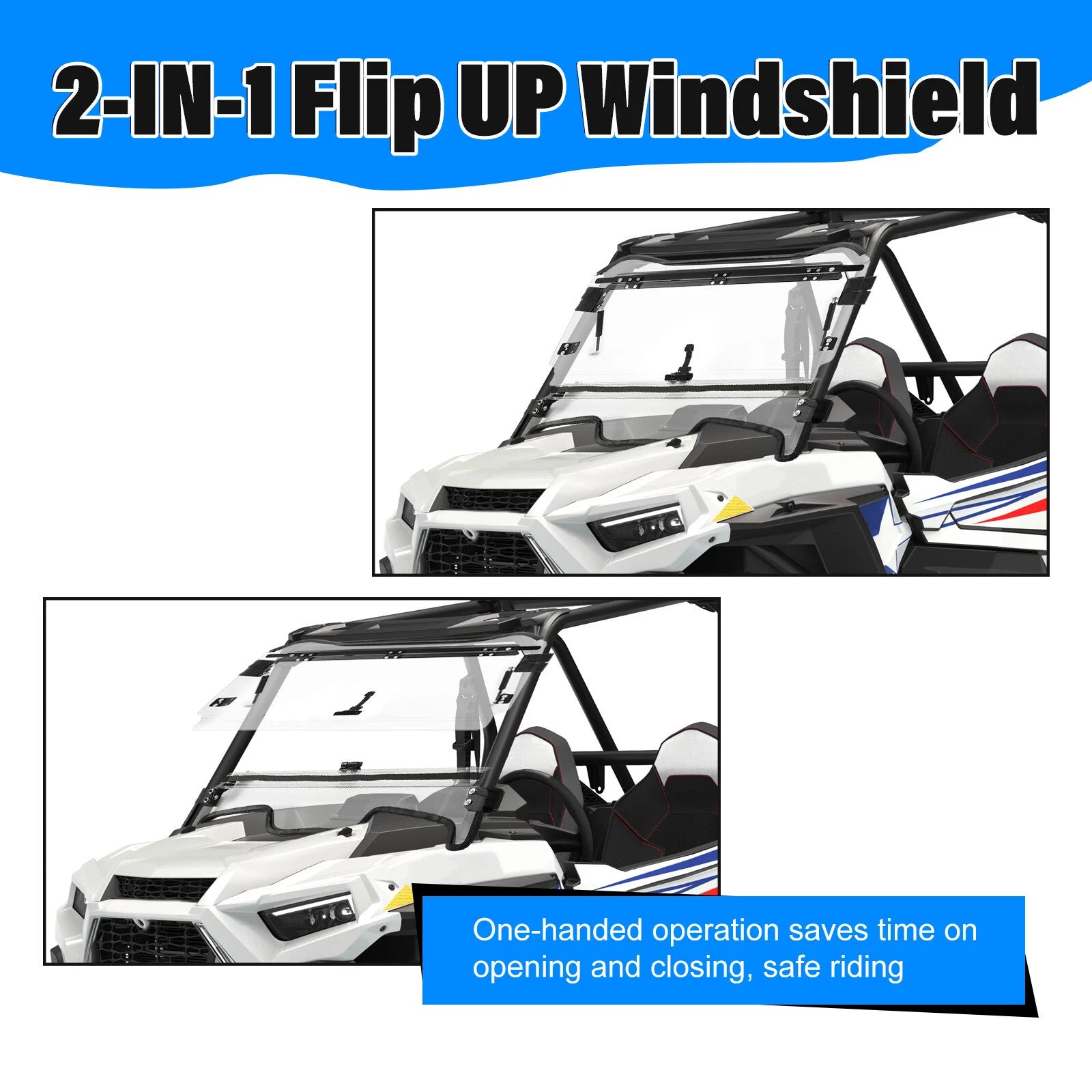 Scratch Resistant Flip Windshield for Polaris RZR XP Turbo S (2019–Present)