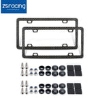 Set of 2 Carbon Fiber Finish Slim License Plate Frames