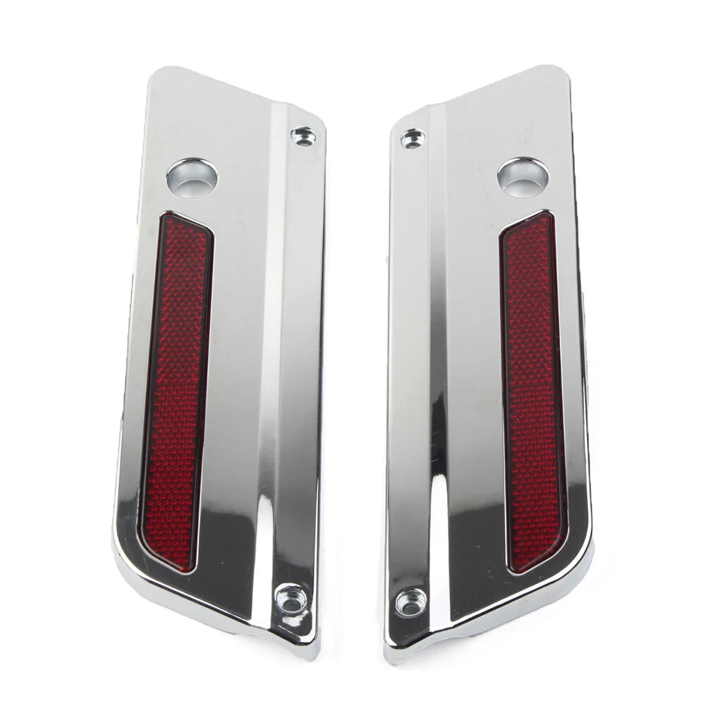 2X Saddlebag Latch Plate Cover with Red Reflectors for Harley Touring (1993–2013)