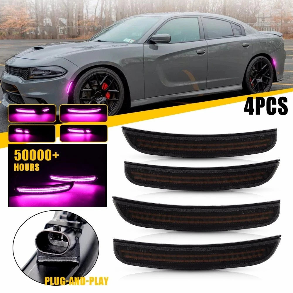 4X LED Side Marker Light Dynamic Purple Turn Signal for Dodge Charger (2015–2023)