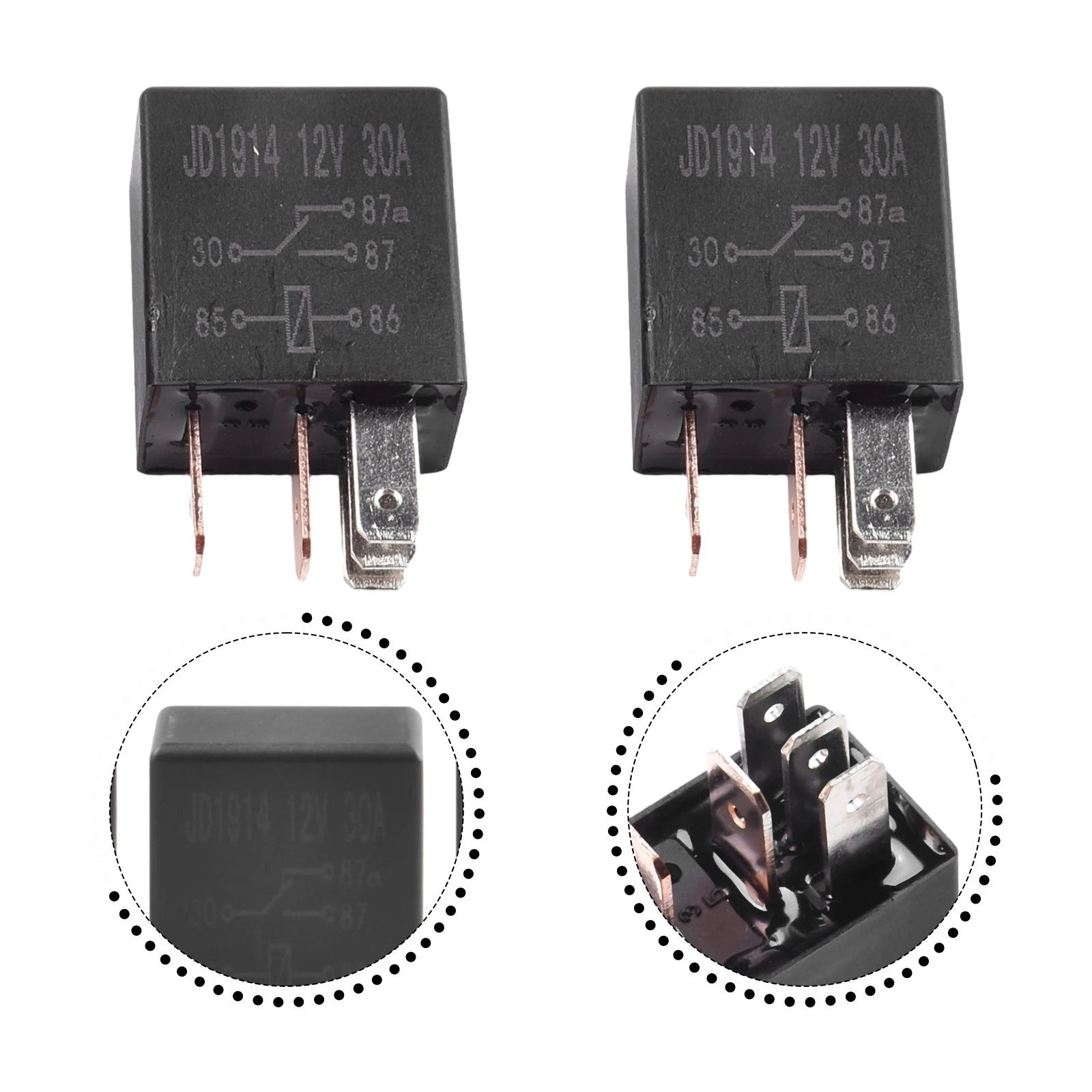 Set of 4 Relay 12V 30A 5 Pin for Automotive Truck Replacement