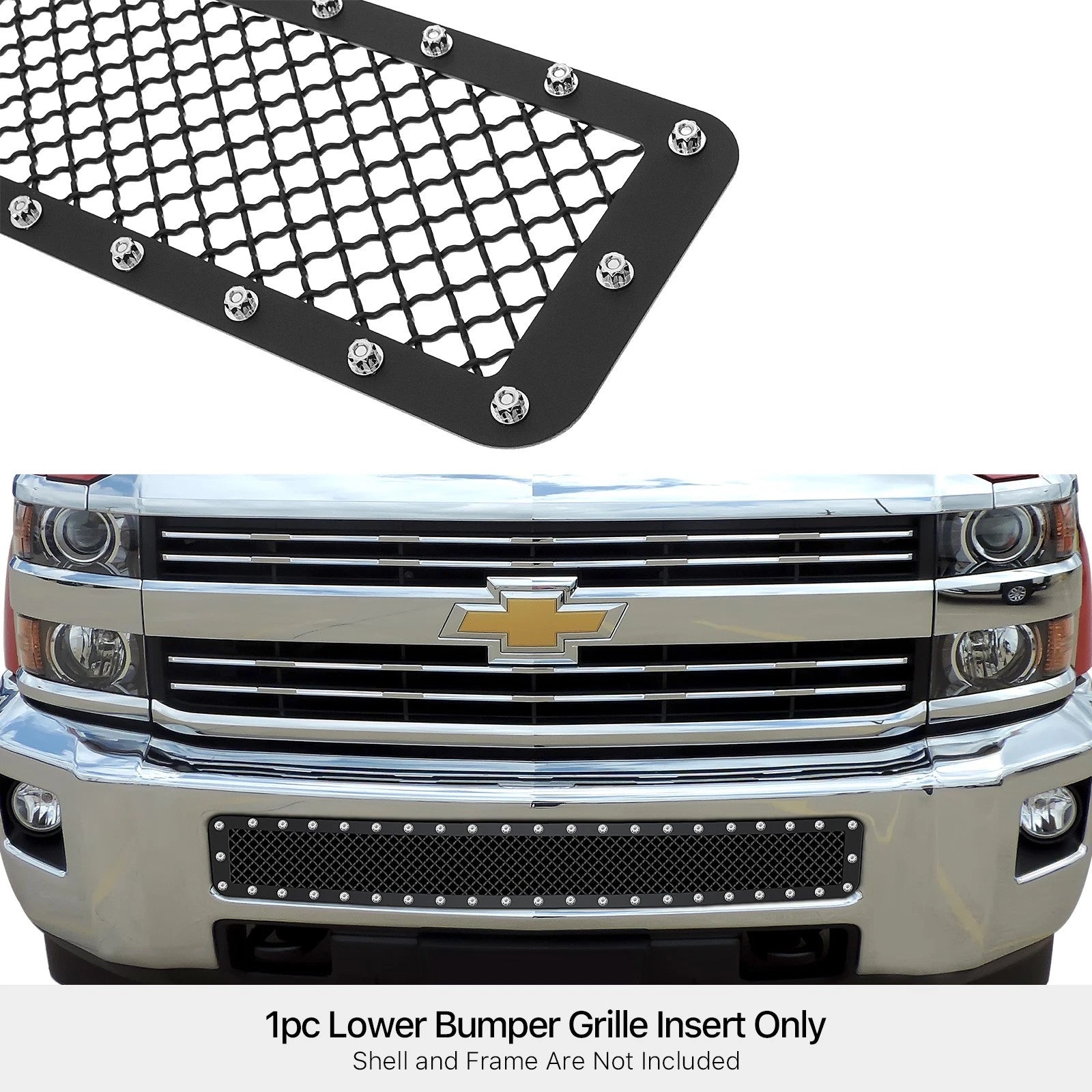 Bumper Black Mesh Grille Insert for Chevy Silverado 2500HD/3500HD (2015-2019)
