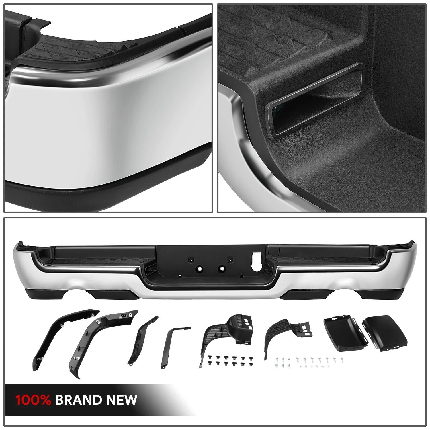Dual Exhaust Chrome Rear Bumper Assembly for RAM 1500 (2019–2024)