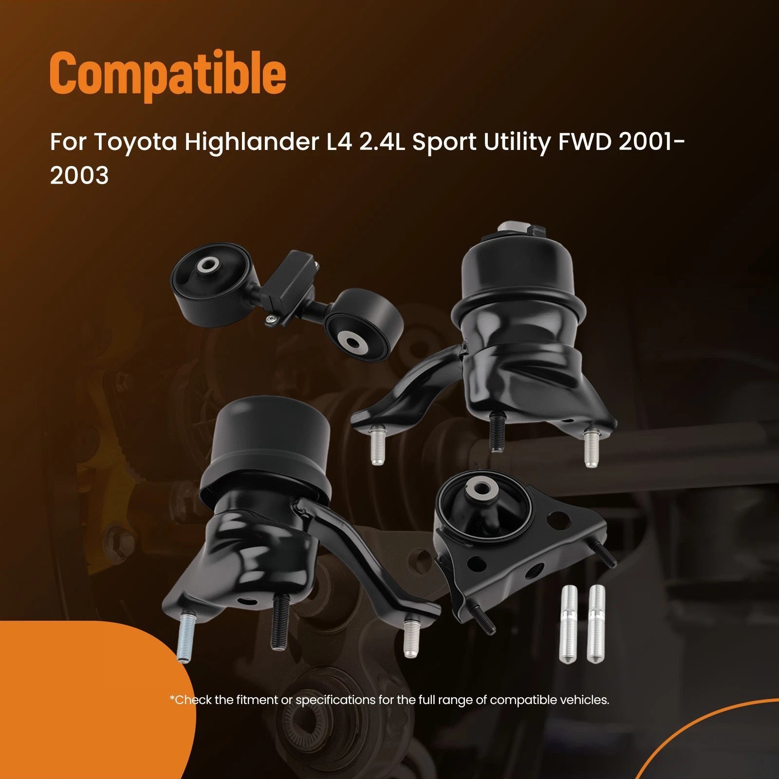 Set of 4 Engine Motor & Transmission Mounts for Toyota Highlander (2001–2003)