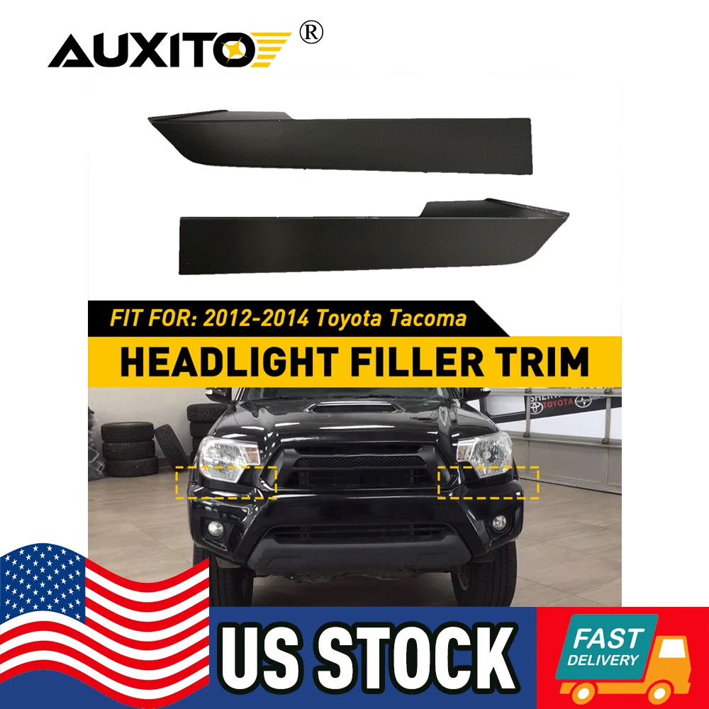 Set of 2 Front Bumper Grille Headlight Filler Trim Panels for Toyota Tacoma (2012–2014)