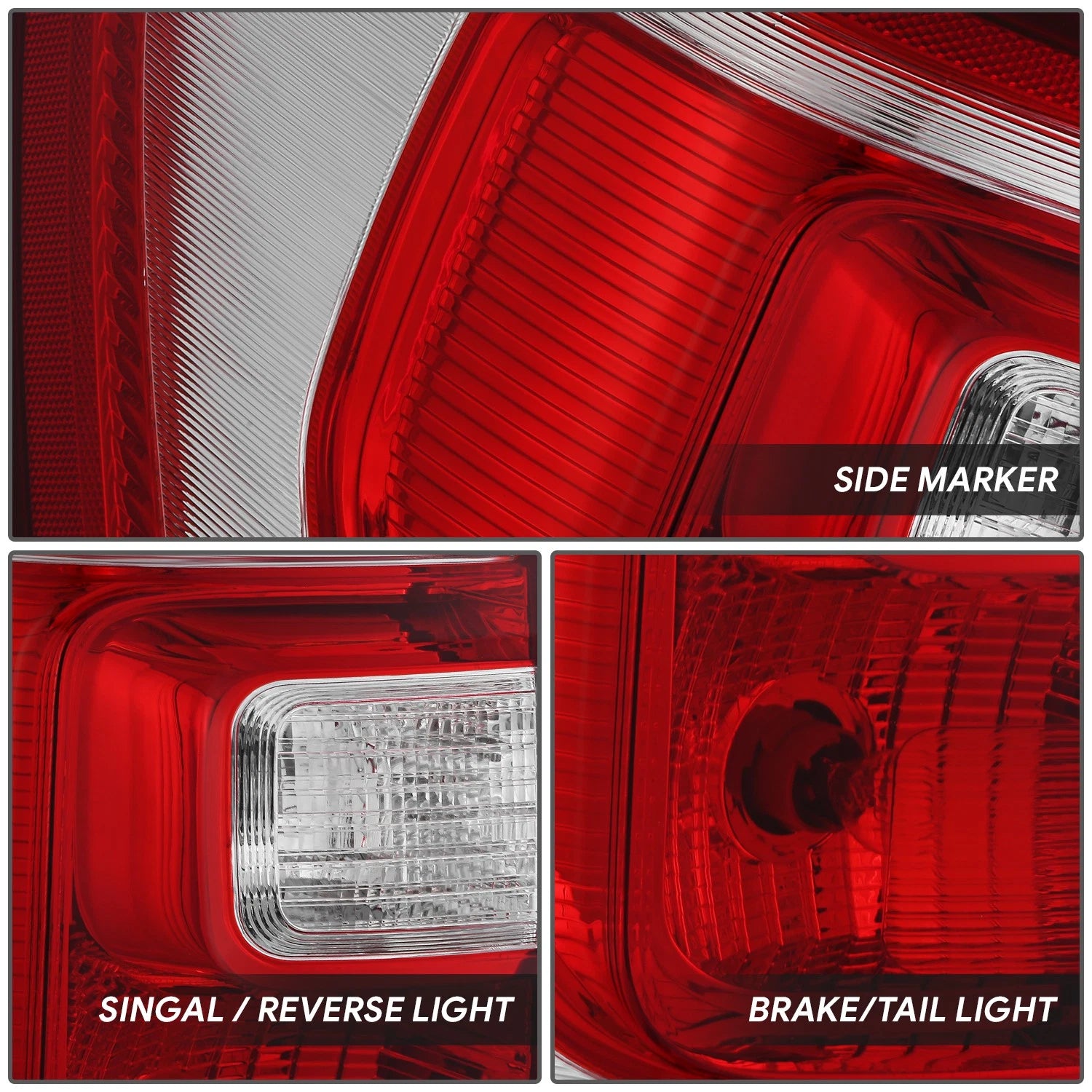 Chrome Housing Red Lens Tail Light for Ford Expedition (2018–2021)