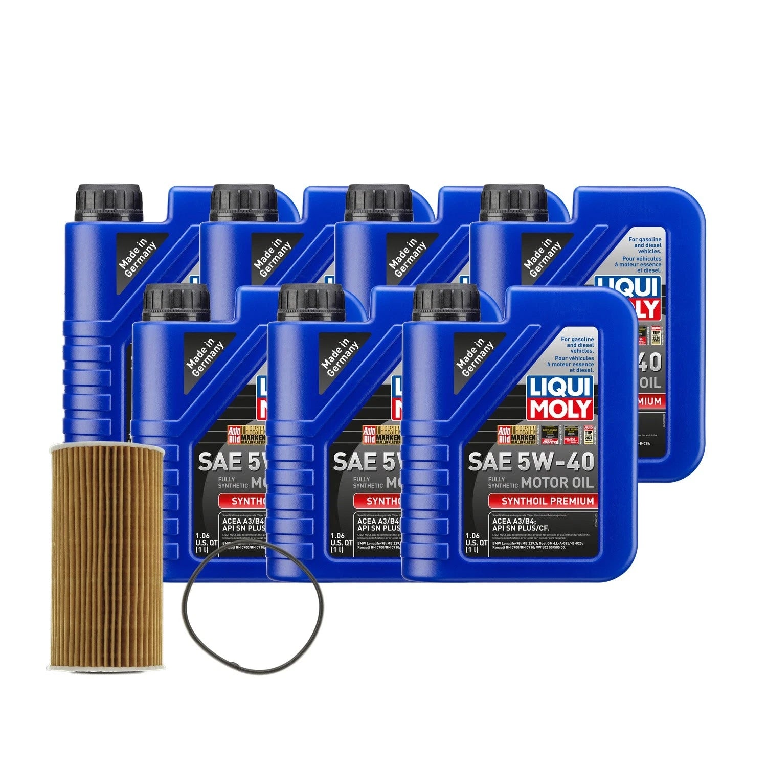 Oil Change Kit for Audi CEPB 2.5L (7L Liqui Moly Synthoil Premium SAE 5W40)