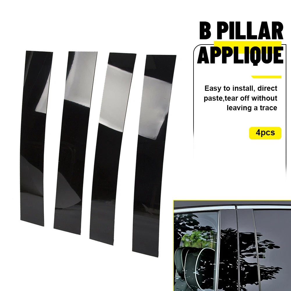 Set of 4 Black Door Window Pillar Trim Covers for Cadillac Escalade (2007–2014)