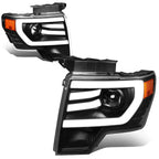 3D LED DRL Tube Bar Projector Headlights for Ford F150 (2009–2014)