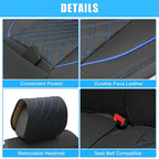Front Seat Covers for Dodge Ram 2009-2023 Black Blue 2 x Cushion Covers