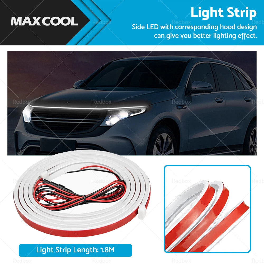 1.8M Dynamic LED DRL Car Hood Light Strip for Universal Fit