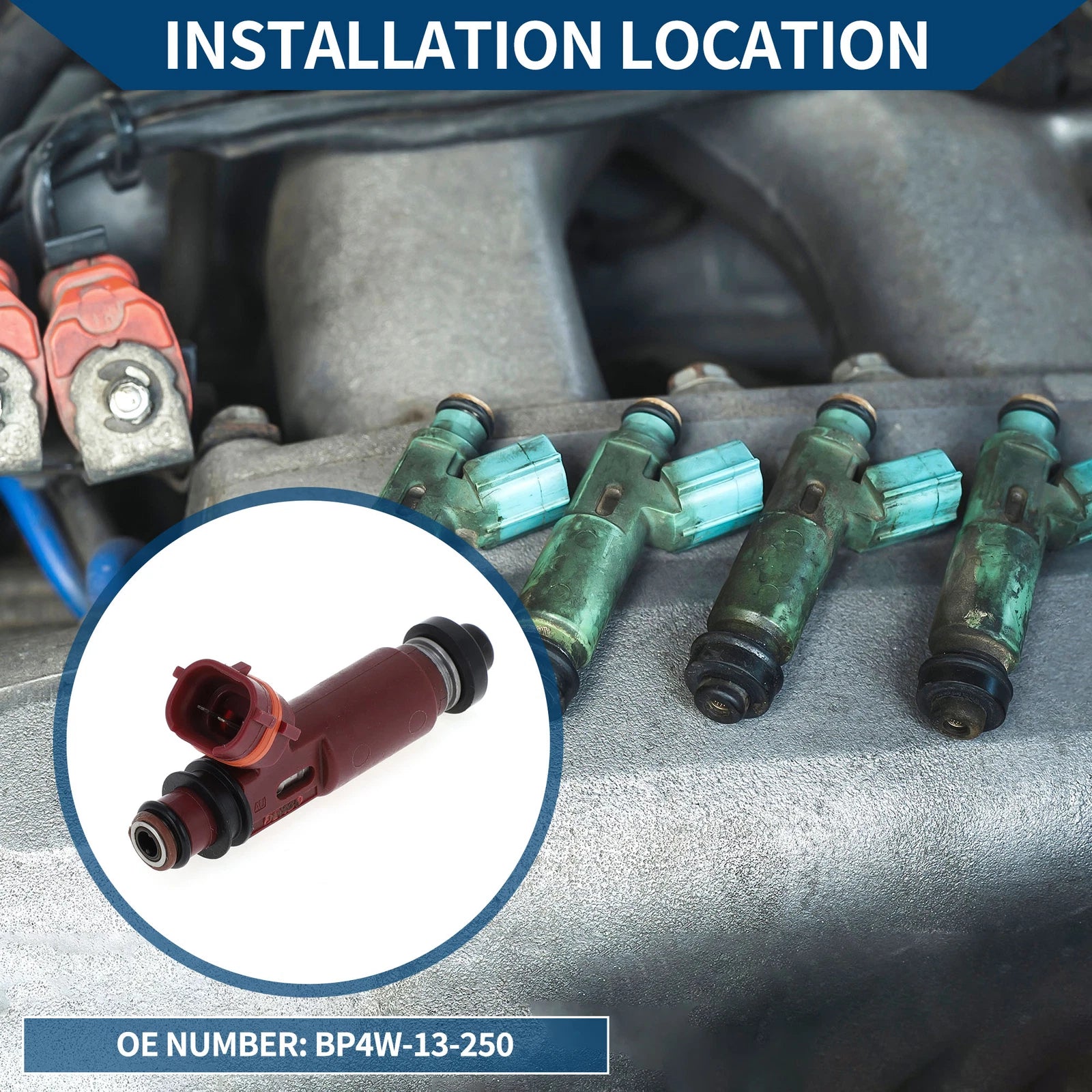 Fuel Injector No.BP4W-13-250 for Mazda Miata 1.8 (1999–2001) 1 Pc Wine Red