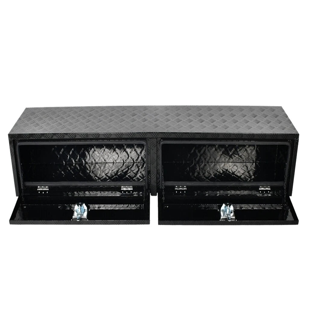 72"x16"x13" Black Diamond Tread Aluminum Truck Box with Flip Doors