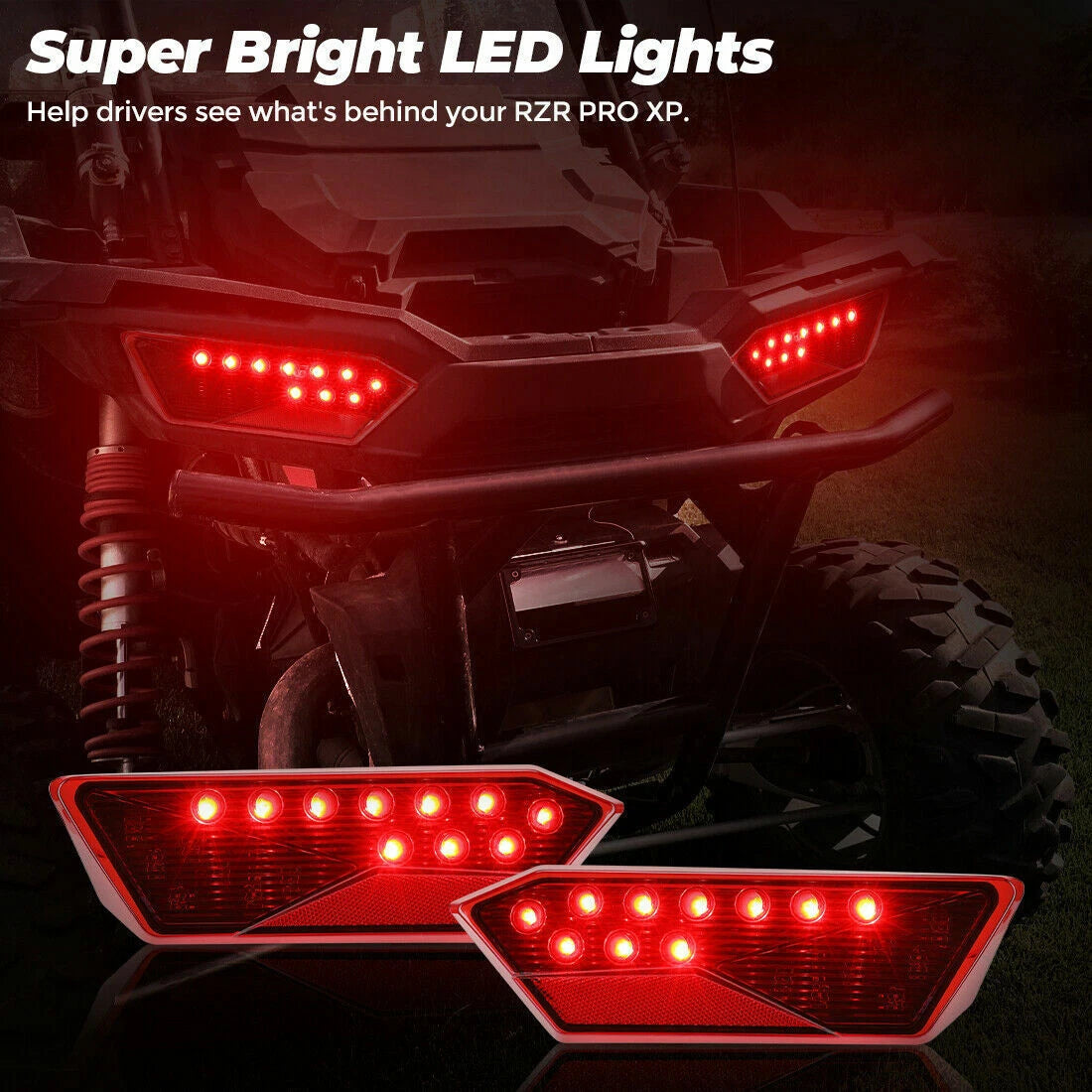 Set of 2 Red LED Tail Lamps for Polaris RZR 1000 XP Turbo (2014–2019)