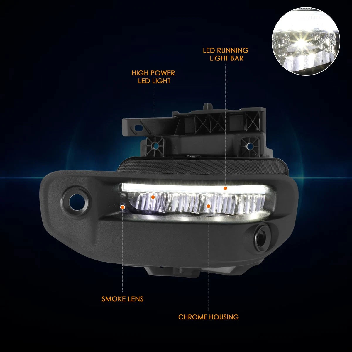 Smoked Lens LED DRL Bar Fog Light Lamp for Ram 1500 (2019–2024)