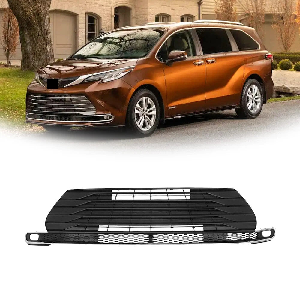 Front Bumper Grille for Toyota Sienna (2021-2023) Matte Black Chrome
