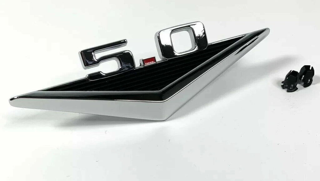 Fender Emblems with Clips for 1964–1966 Ford Mustang 5.0 V8 Chrome