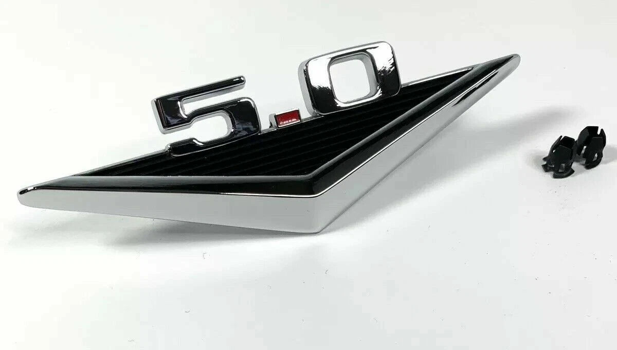 Fender Emblems with Clips for 1964–1966 Ford Mustang 5.0 V8 Chrome