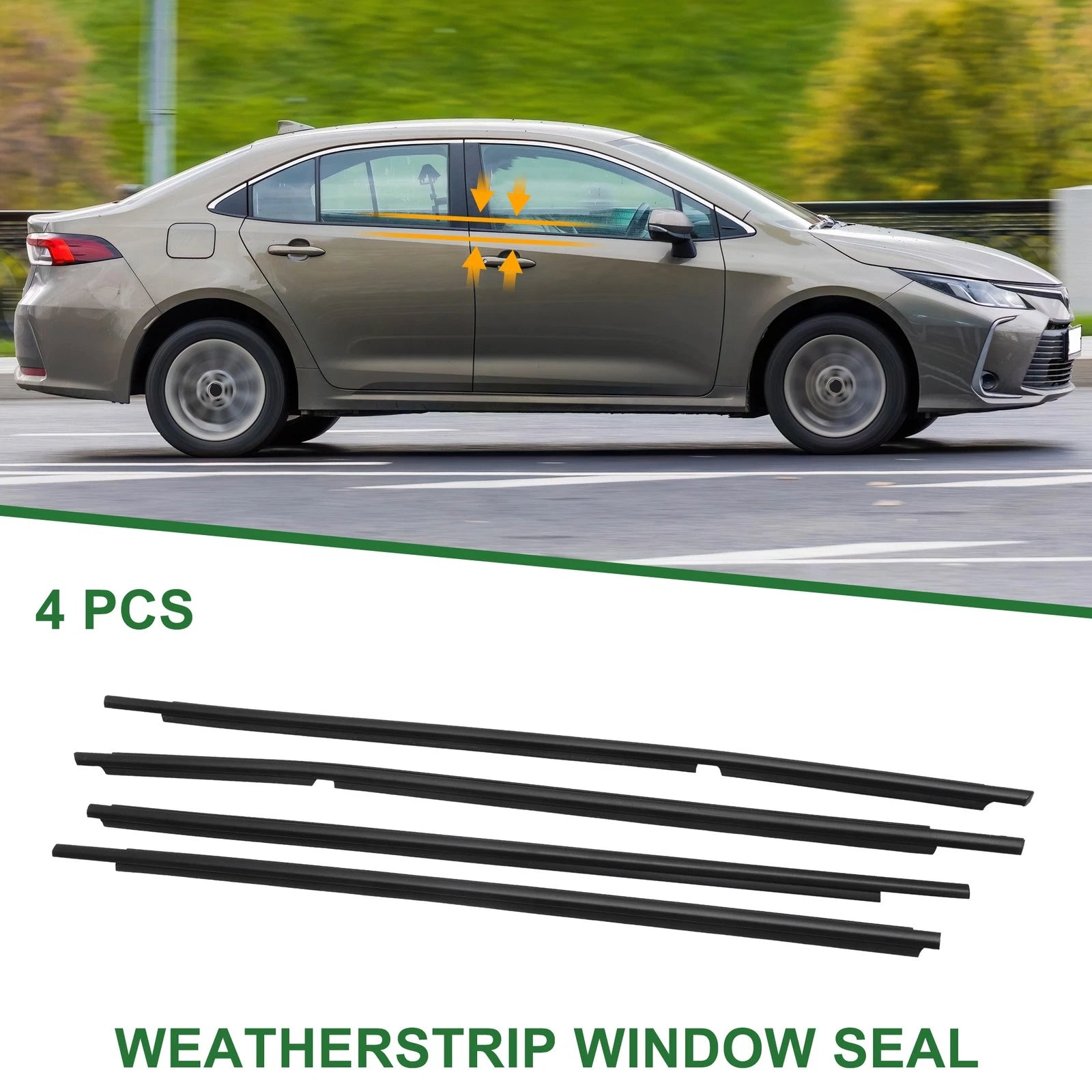 Set of 4 Weatherstrip Window Seal No. 7572002440/7571002440/7574002420 for Toyota