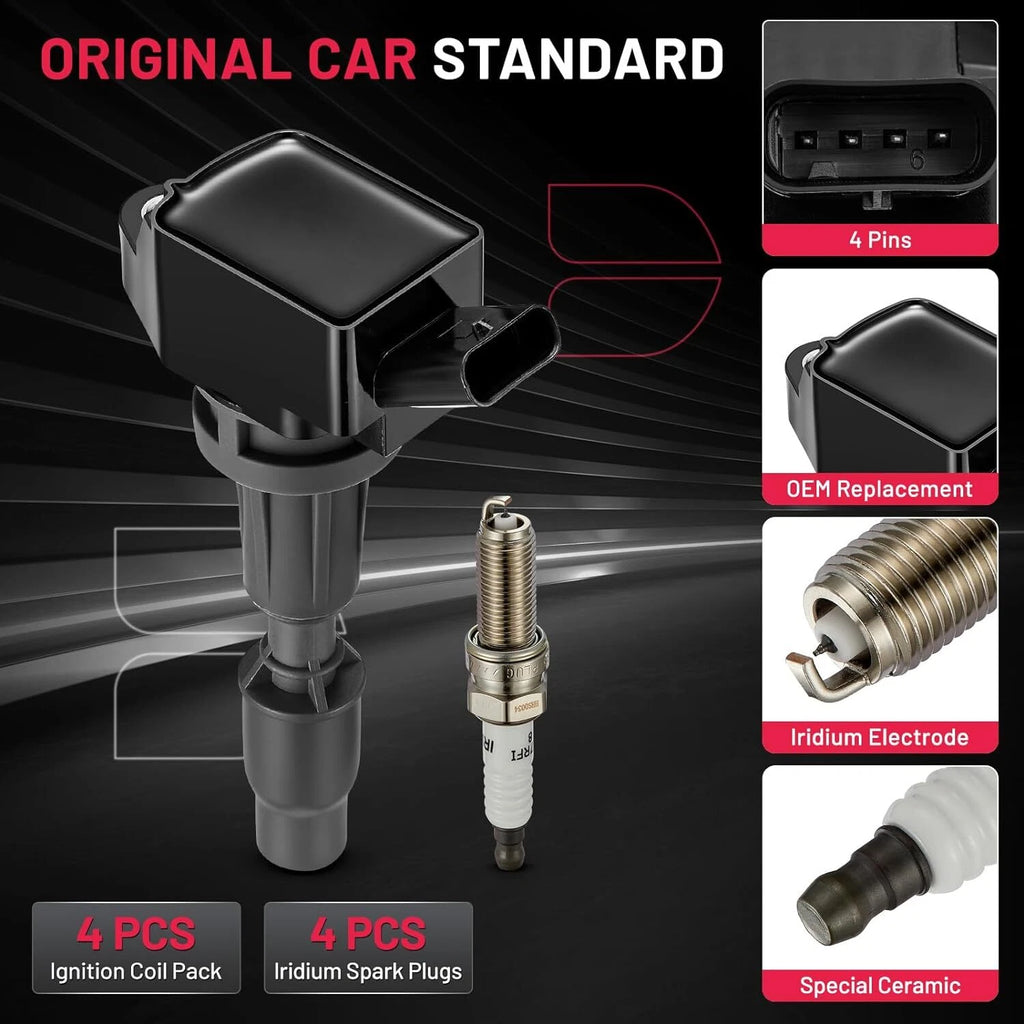Ignition Coil and Spark Plug 4-Pack for Hyundai Sonata (2015-2019)