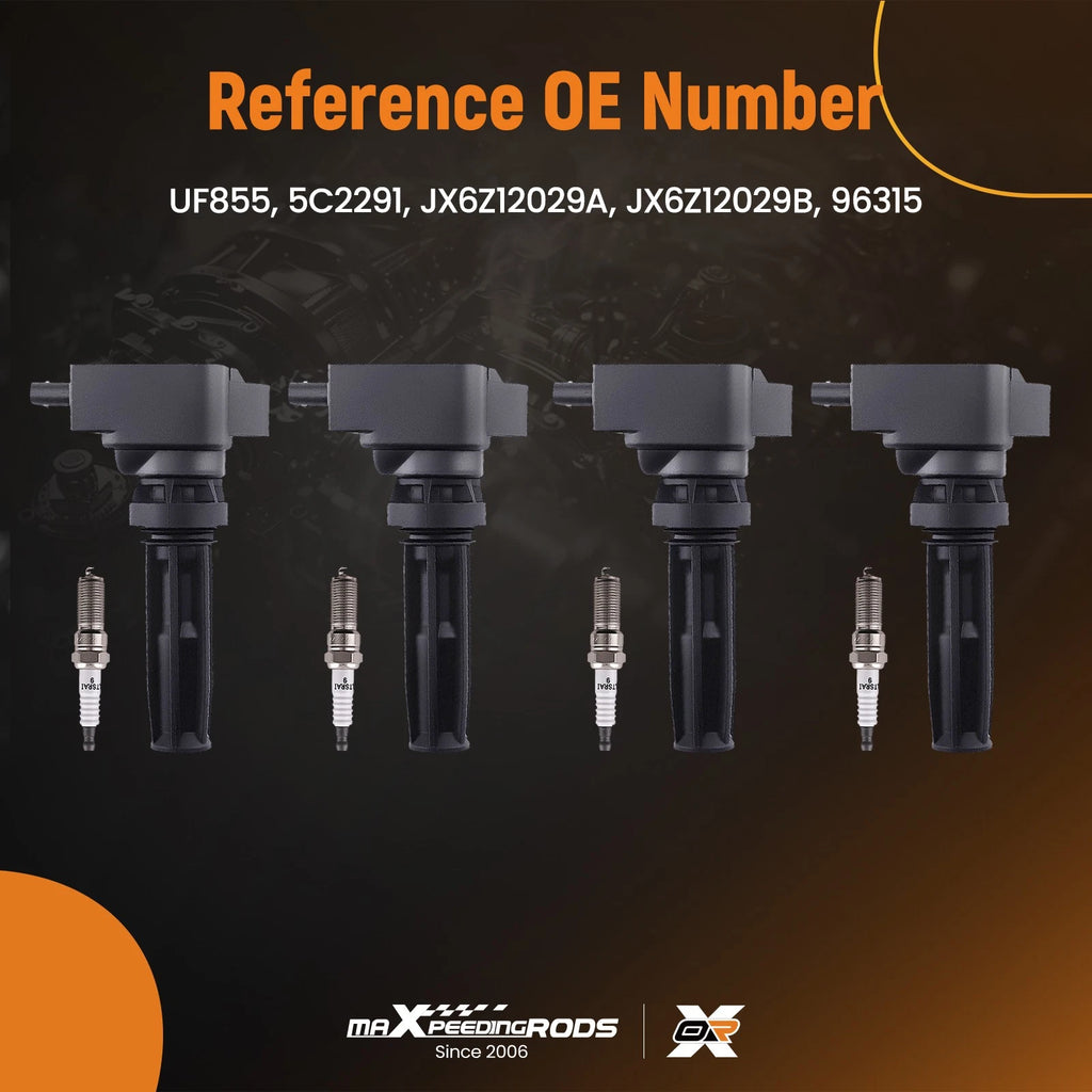 Set of 4 Ignition Coils & Spark Plugs for Ford Bronco Sport Ranger (2019–2022)