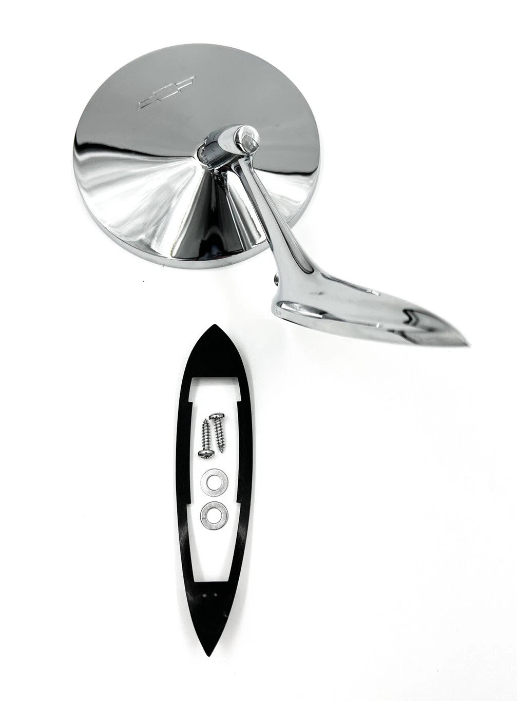 Chrome Round Bowtie Exterior Rear View Mirrors Pair for 1963–1964 Chevy