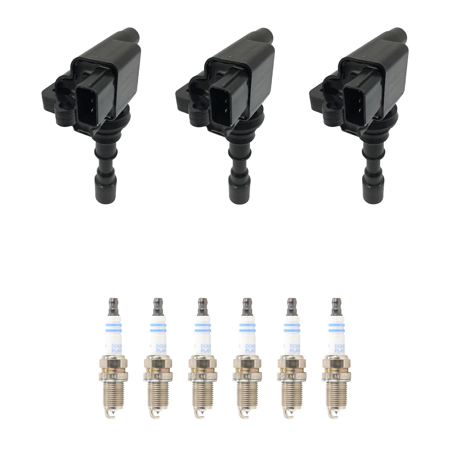 Set of 3 Ignition Coils & 6 Spark Plugs for Hyundai Santa Fe V6
