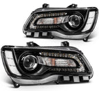 Set of 2 Black Halogen Headlights for Chrysler 300 (2015–2023)