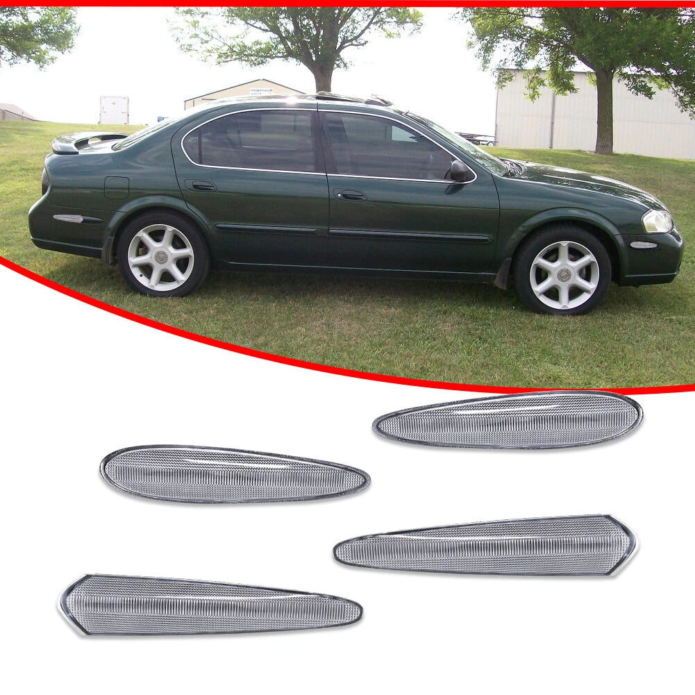 Set of 4 Clear Front & Rear Side Marker Lights for Nissan Maxima (2000–2003)