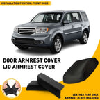 Leather Front Door Panels Armrest Cover + Console Lid Skin for Honda Pilot (2009–2015)