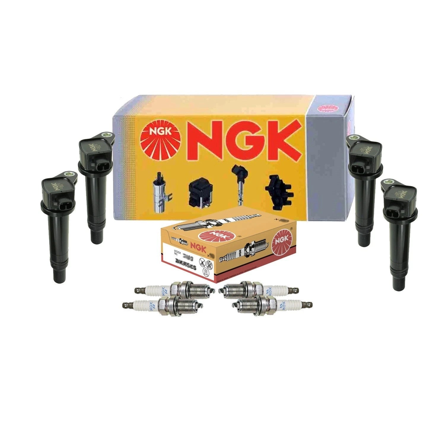 Set of 4 NGK Ignition Coils & 4 Spark Plugs for Hyundai Kia L4