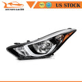Headlight Assembly Left Driver for Hyundai Elantra (2014–2016) Black Housing