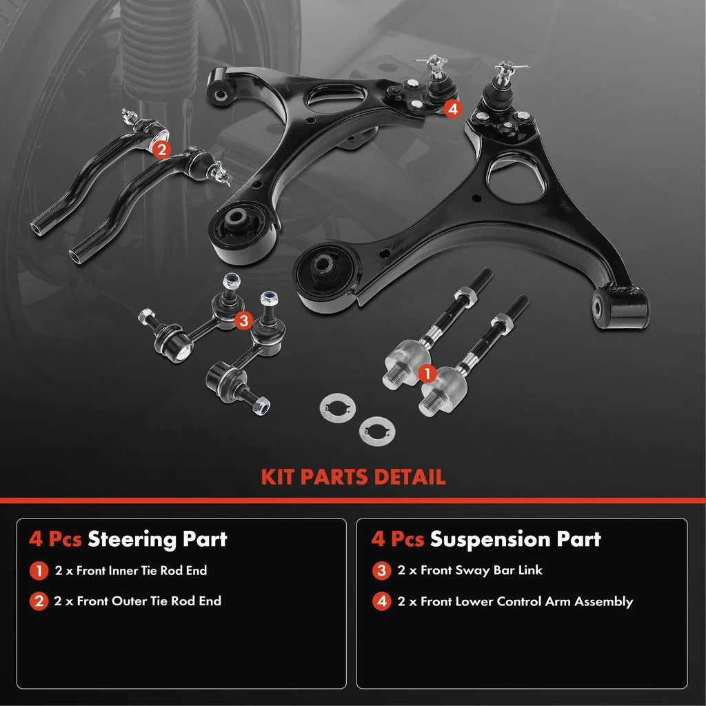 8x Front Side Control Arm Ball Joint for Honda Civic (2006-2011)