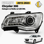 Chrome Halogen Headlight LED DRL Projector for Chrysler 300 (2015–2023)