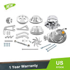 Alternator Power Steering Long Water Pump Kit w/ Pulley & Bracket for SBC Chevy (1969–1986)
