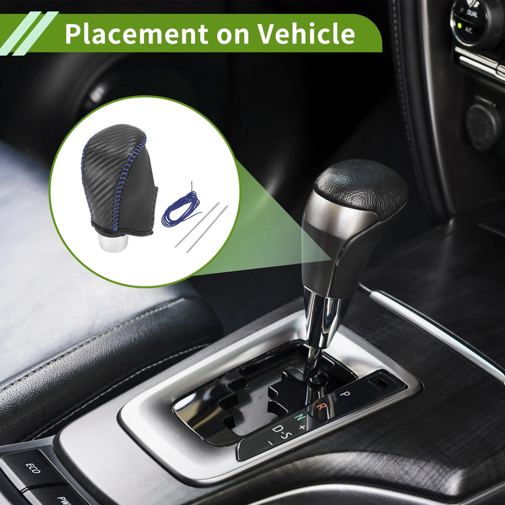 Gear Shift Knob Cover for Nissan Rogue (2017–2020) Black Carbon Fiber Blue
