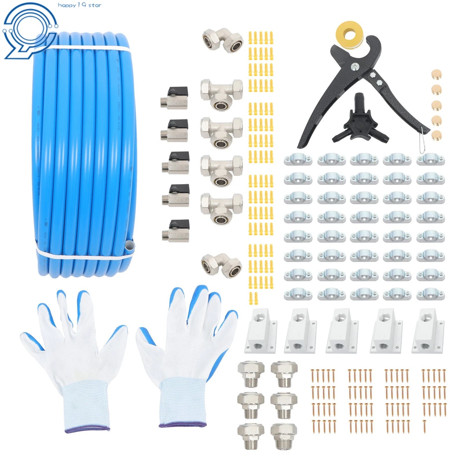 3/4" Aluminum Compressed Air Piping Kit for Shop Use (200ft)