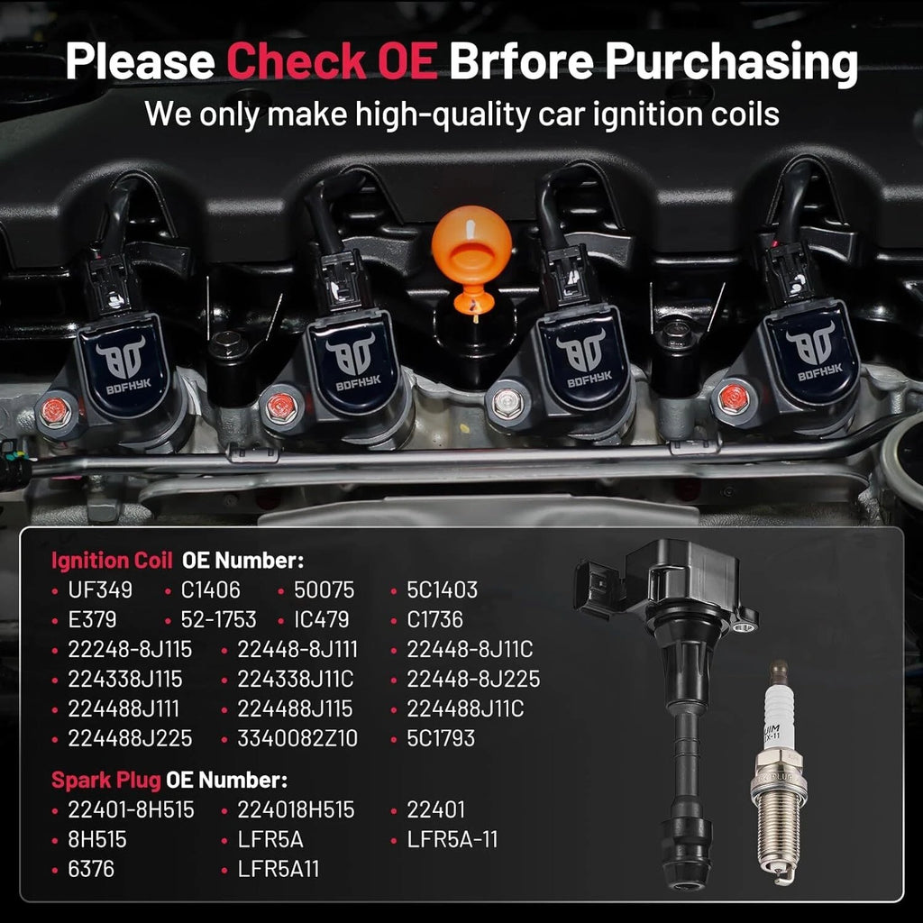 Set of 6 Ignition Coils & Spark Plugs for Nissan Pathfinder (2001–2004)